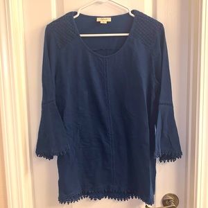Style & Co Navy Bell Sleeve Shirt